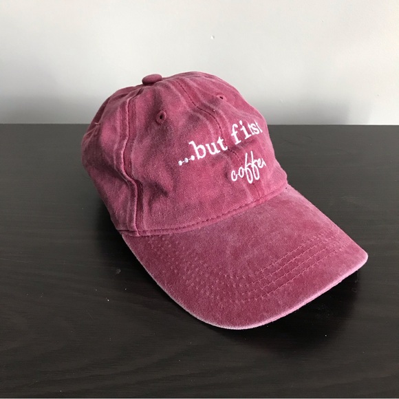 5 for $25! 💕 But First, Coffee Pink Embroidered Baseball HAT 😏 - Picture 3 of 8